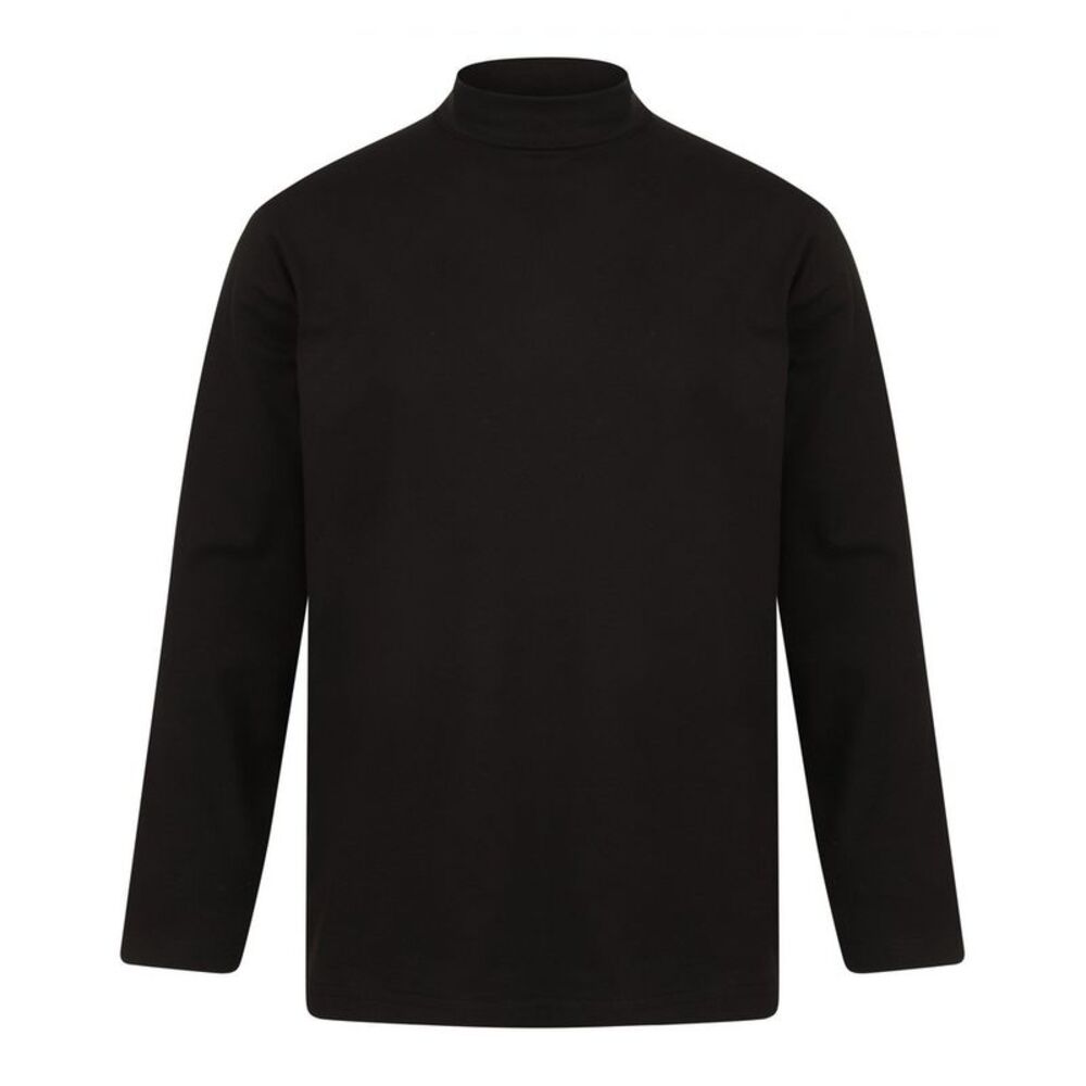 Henbury Mens Roll Neck Long-Sleeved Top / Black - Picture 2 of 3